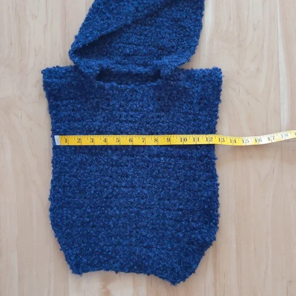 Handmade Poncho, crocheted kids hoodie, XS, new, unisex, soft, retro, knit - Picture 8 of 10